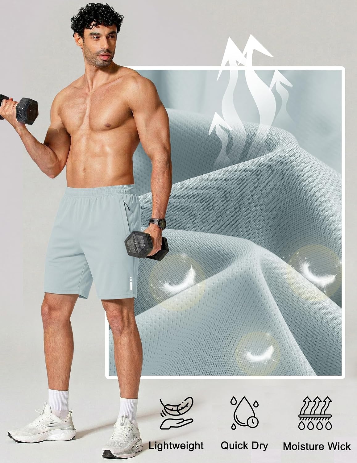 image:imageCOOFANDY Mens Athletic Running Shorts 7 9 Lightweight Quick Dry Drawstring Mesh Gym Shorts with Zipper PocketsLodenfrost
