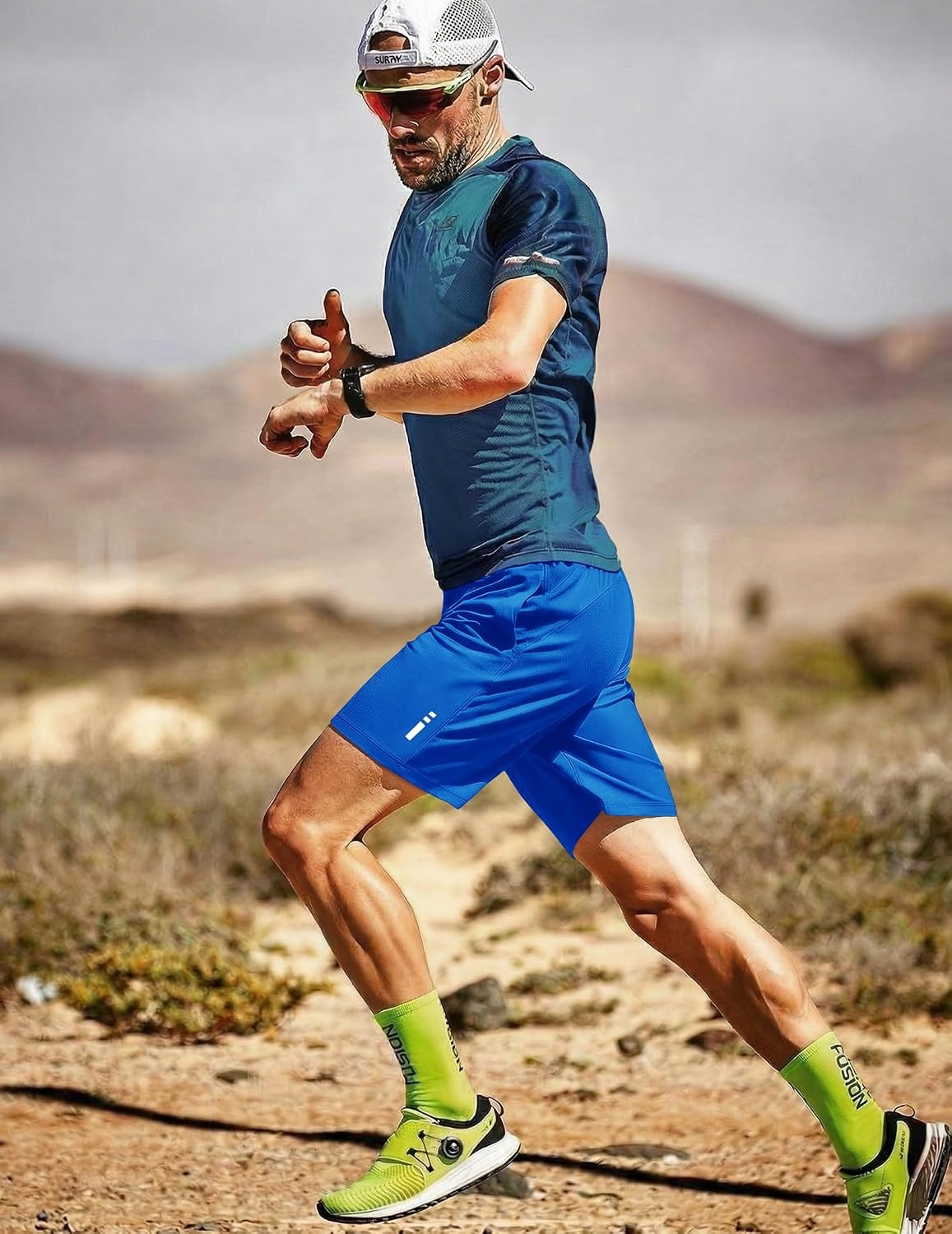 image:imageCOOFANDY Mens Athletic Running Shorts 7 9 Lightweight Quick Dry Drawstring Mesh Gym Shorts with Zipper PocketsRoyal Blue