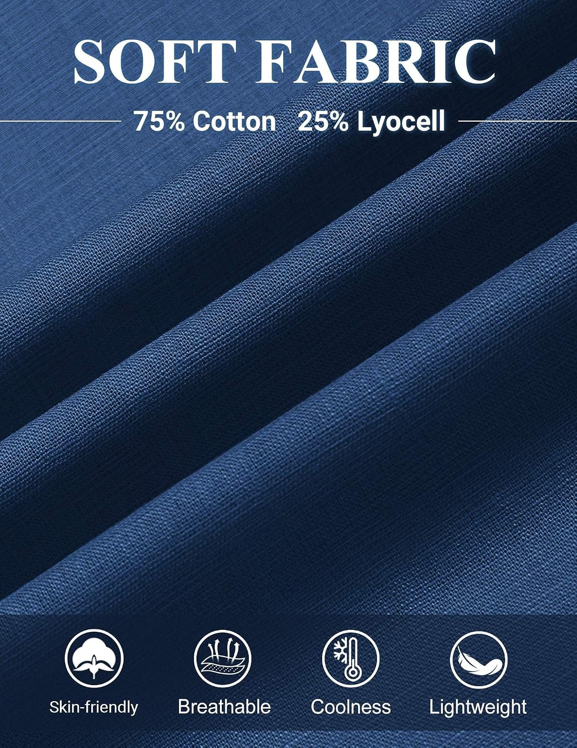 image:imageCOOFANDY Mens Button Down Shirt Short Sleeve Cotton Casual Summer Shirts Beach Vacation Linen Shirts for MenDenim Blue