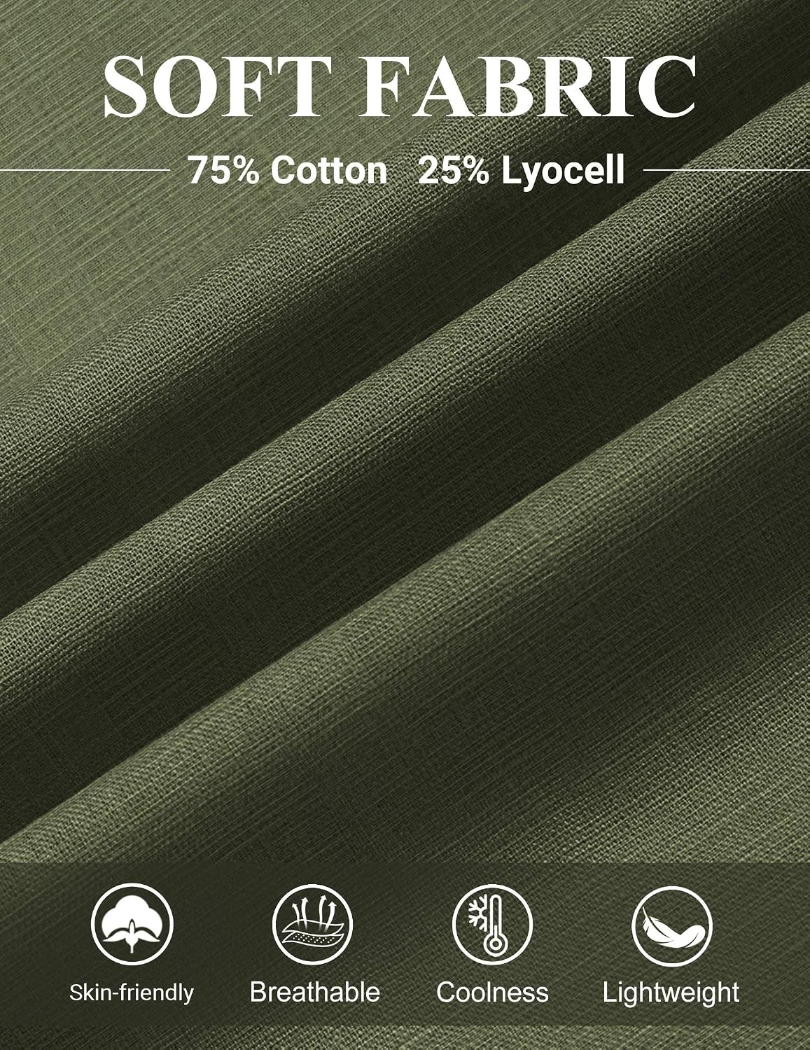 image:imageCOOFANDY Mens Button Down Shirt Short Sleeve Cotton Casual Summer Shirts Beach Vacation Linen Shirts for MenOlive Green