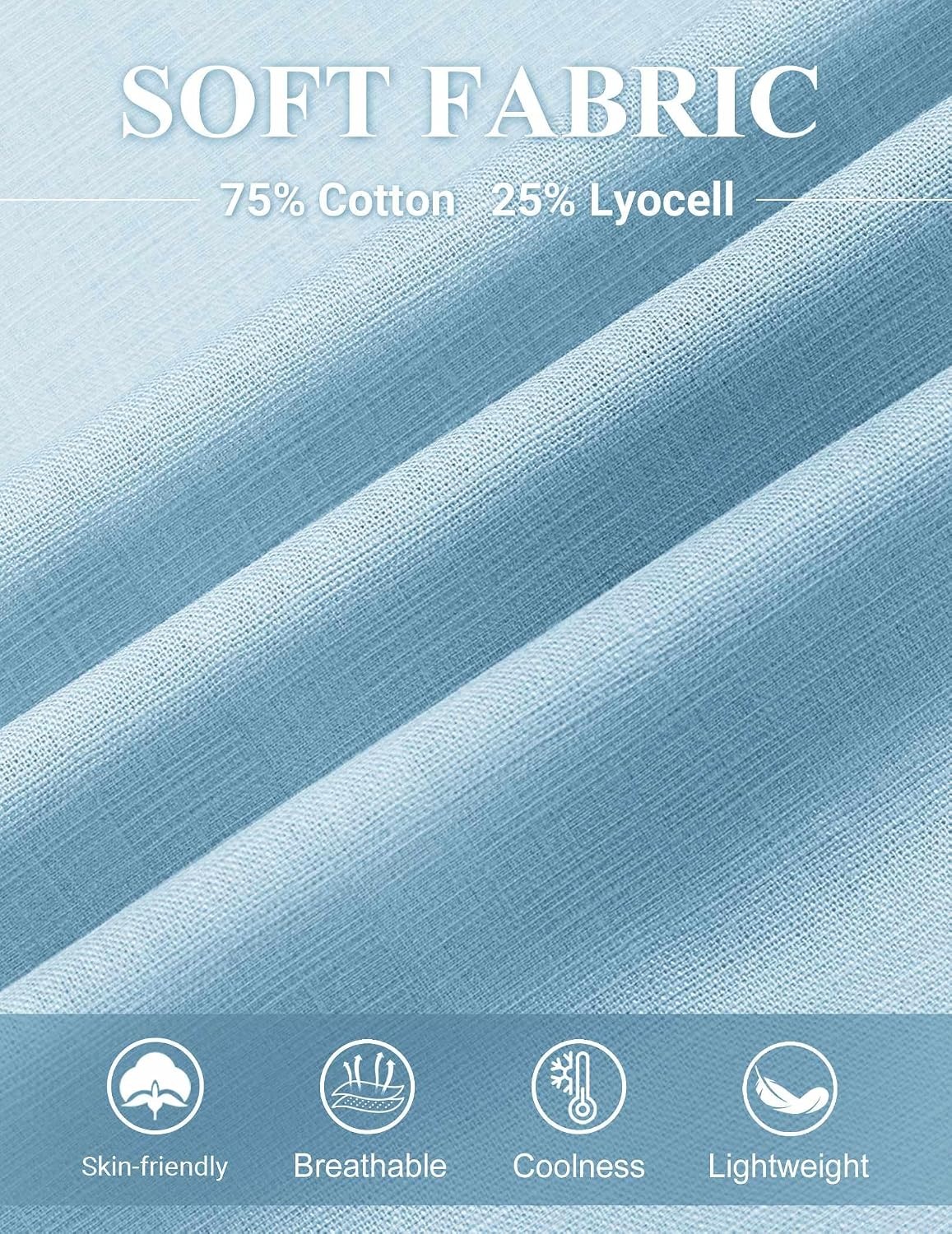 image:imageCOOFANDY Mens Button Down Shirt Short Sleeve Cotton Casual Summer Shirts Beach Vacation Linen Shirts for MenSky Blue