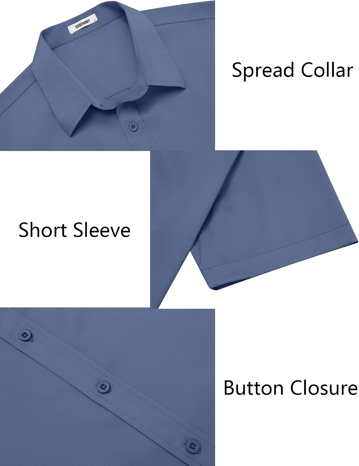 image:imageCOOFANDY Mens Button Down Shirts Short Sleeve Untucked Dress Shirt Wrinkle Free Stretch Casual Summer ShirtsCaptain Blue