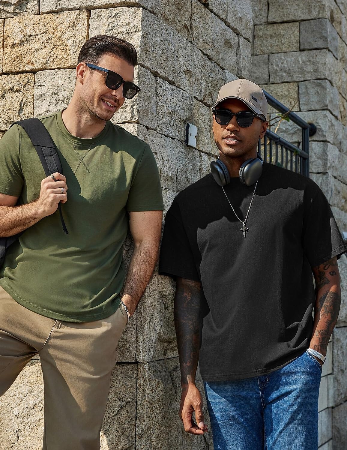 image:imageCOOFANDY Mens Cotton TShirts Oversized Shirt Short Sleeves Streetwear Loose Fit Summer Tee Tops Washed Basic Unisex Shirts01 Black