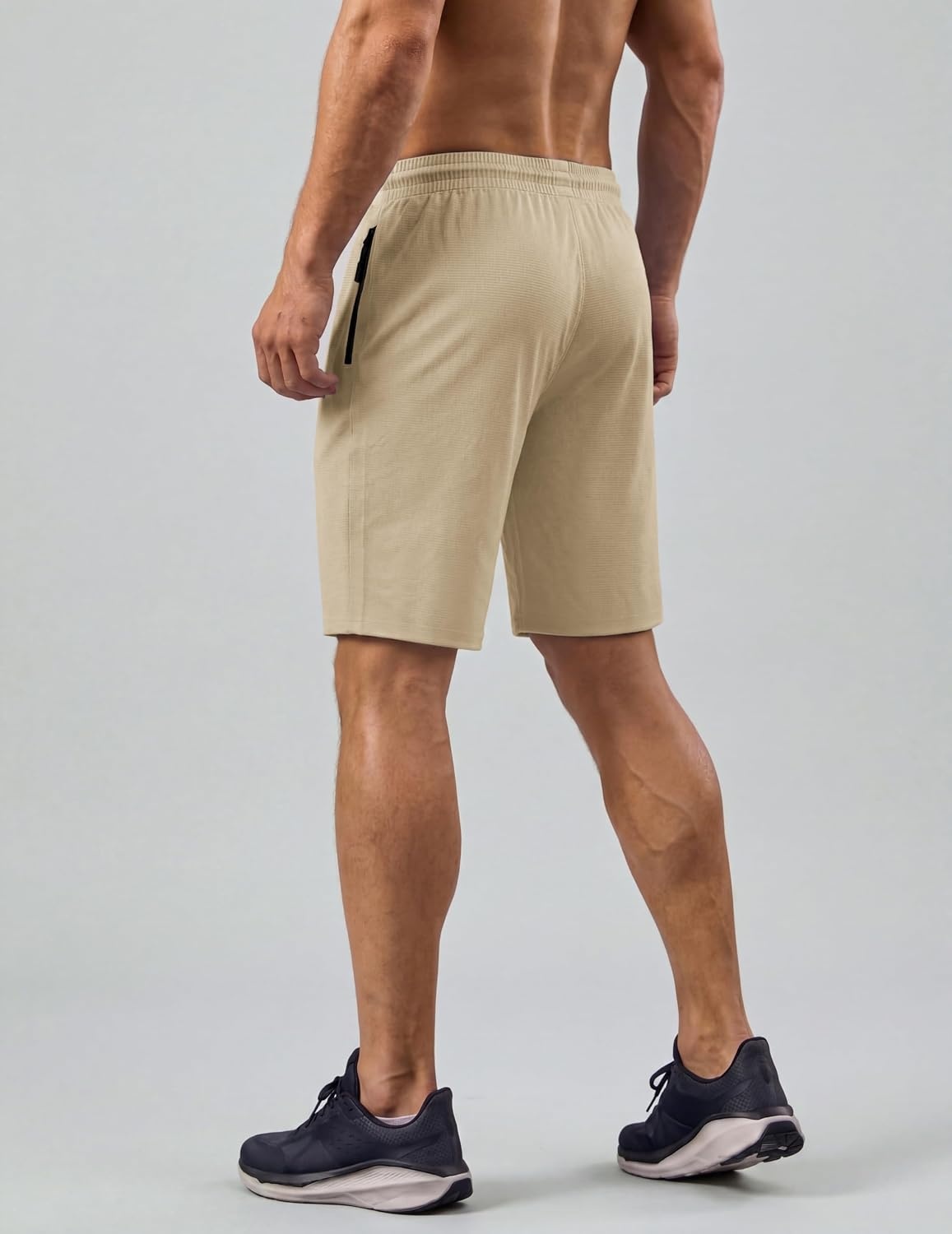 image:imageCOOFANDY Mens Gym Workout Shorts Quick Dry Athletic LooseFit Lightweight Running Shorts with Zipper PocketsBeige