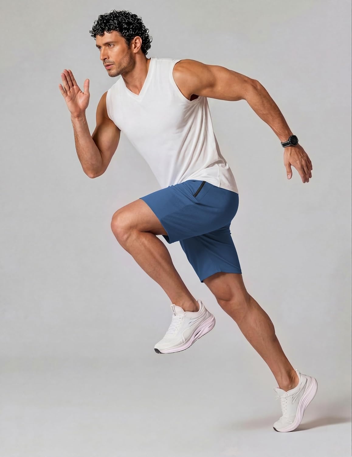 image:imageCOOFANDY Mens Gym Workout Shorts Quick Dry Athletic LooseFit Lightweight Running Shorts with Zipper PocketsDark Blue