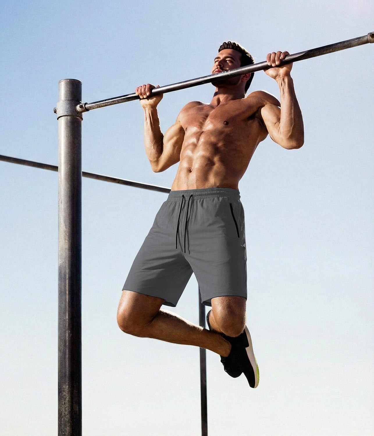 image:imageCOOFANDY Mens Gym Workout Shorts Quick Dry Athletic LooseFit Lightweight Running Shorts with Zipper PocketsDark Gray