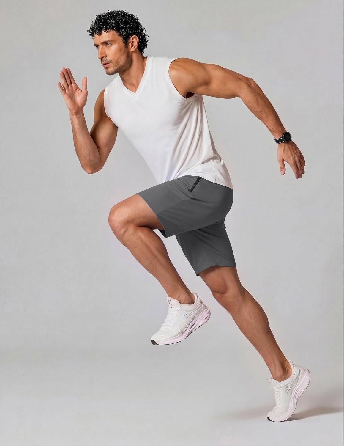 image:imageCOOFANDY Mens Gym Workout Shorts Quick Dry Athletic LooseFit Lightweight Running Shorts with Zipper PocketsDark Gray