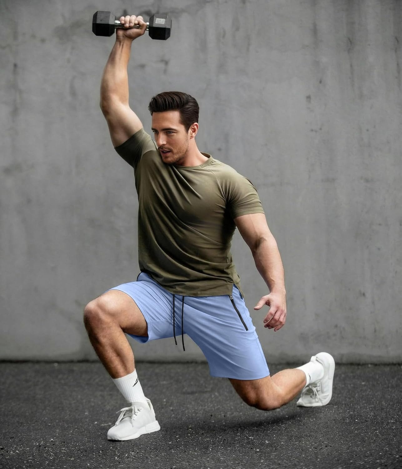image:imageCOOFANDY Mens Gym Workout Shorts Quick Dry Athletic LooseFit Lightweight Running Shorts with Zipper PocketsLight Blue