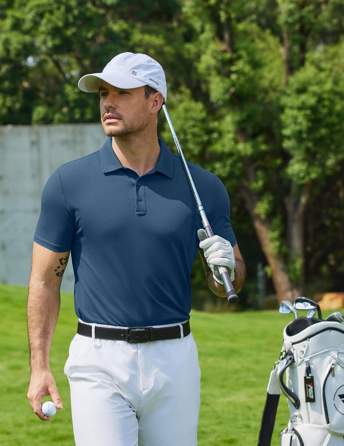 image:imageCOOFANDY Mens Polo Shirts Short Sleeve Pique Jersey Golf Shirt Casual Summer Collared TShirtsDeep Blue