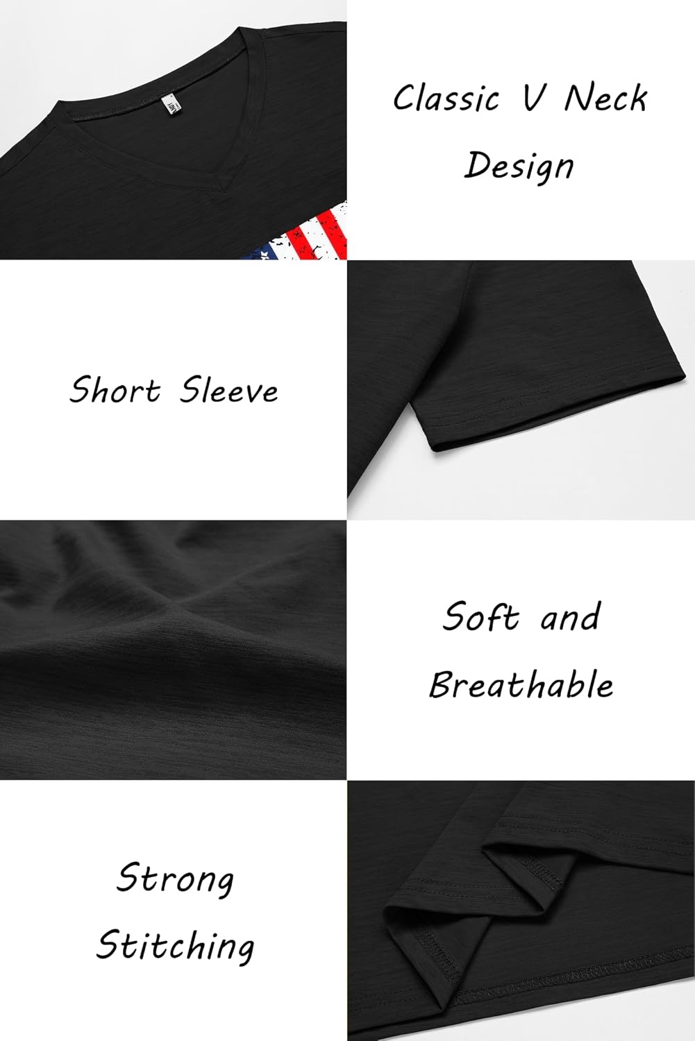 image:imageCOOFANDY Mens T Shirts Short Sleeve Classic V Neck TShirt Casual Summer Basic Tee ShirtYblack American Flag