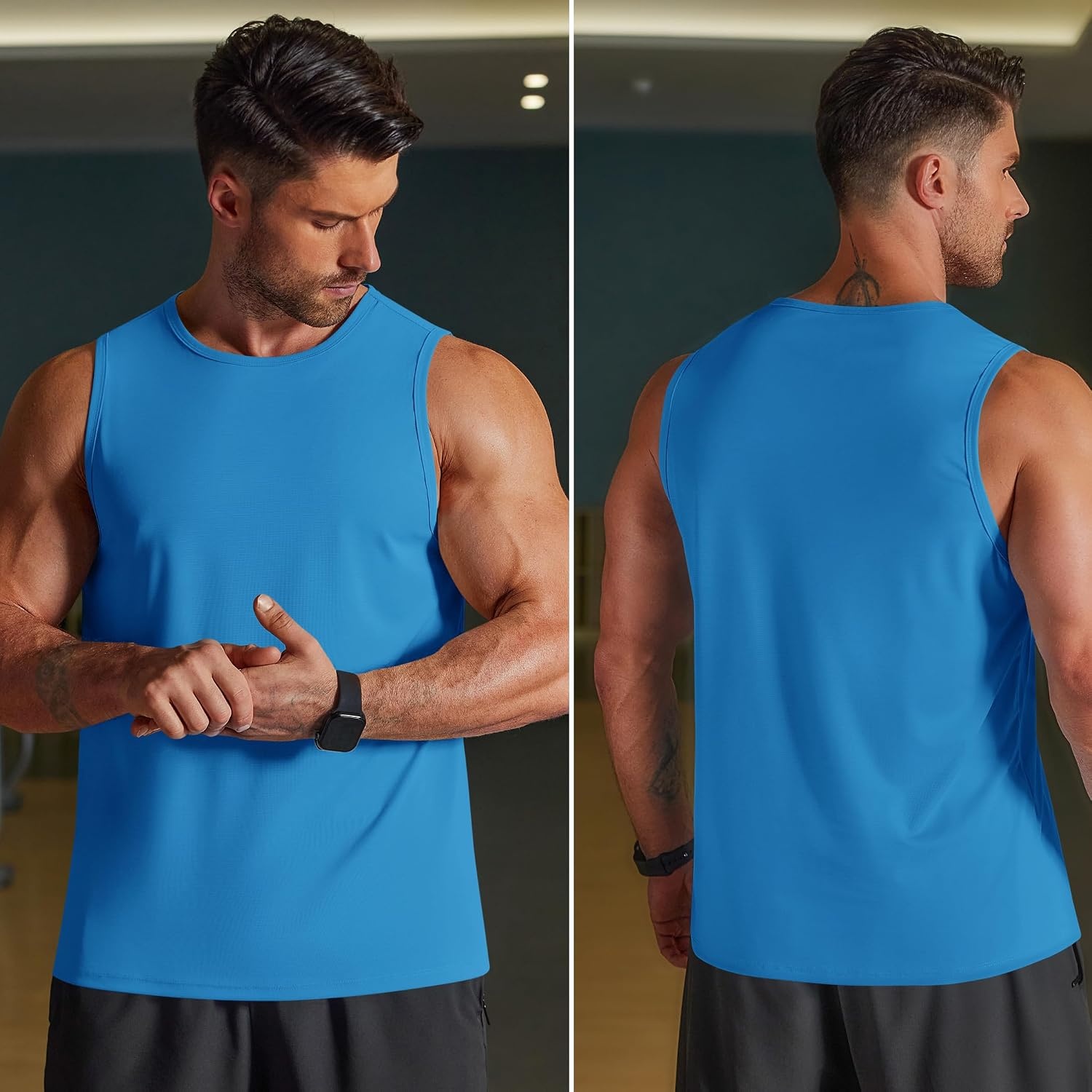 image:imageCOOFANDY Mens Workout Gym Tank Tops Quick Dry Muscle Sleeveless Shirts UPF 50 Running Summer Beach Athletic Swim ShirtRoyal Blue