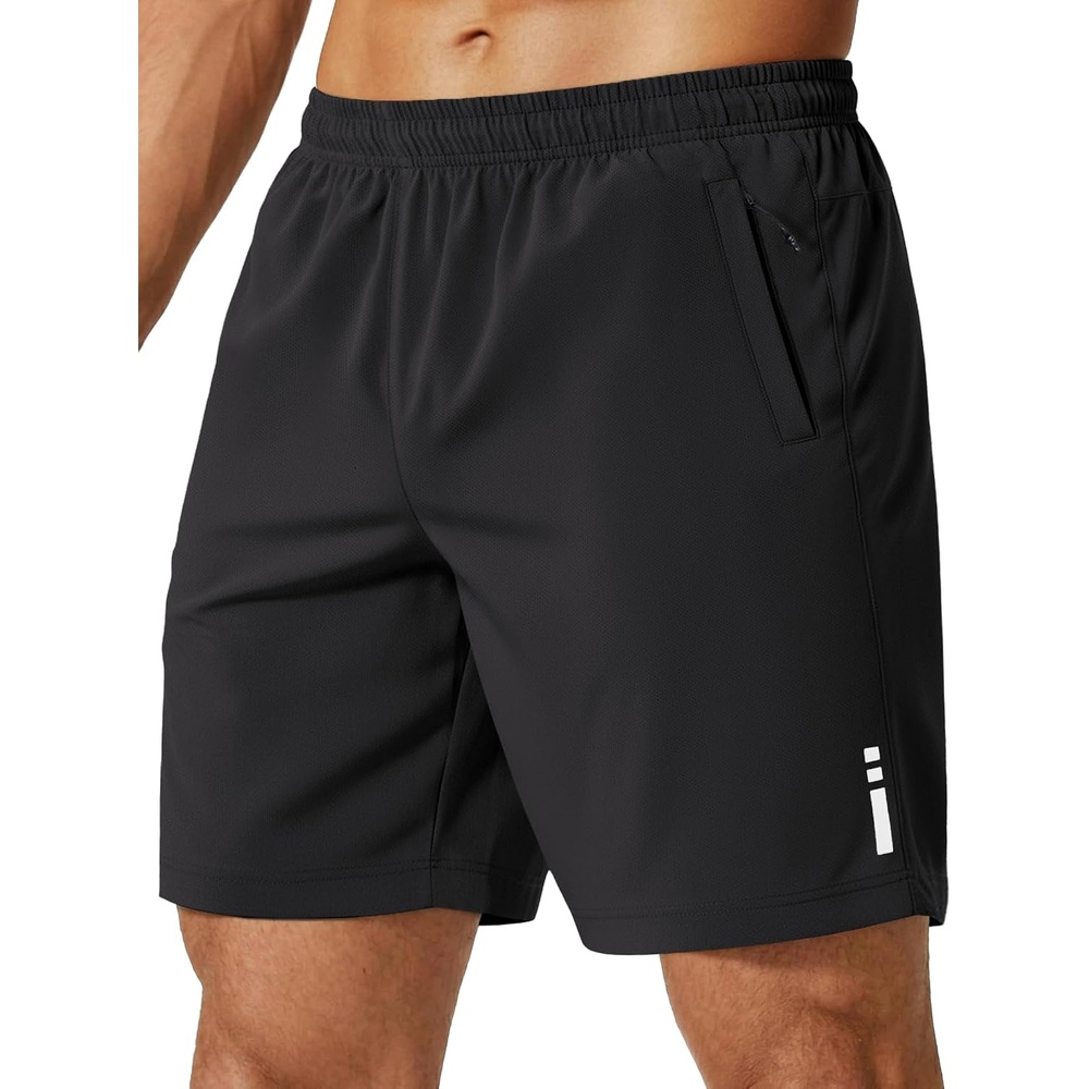 image:imageCOOFANDY Mens Athletic Running Shorts 7 9 Lightweight Quick Dry Drawstring Mesh Gym Shorts with Zipper PocketsBlack