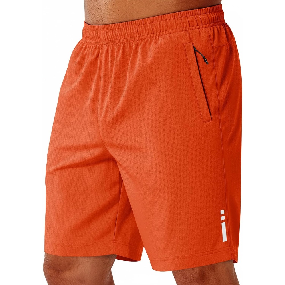 image:imageCOOFANDY Mens Athletic Running Shorts 7 9 Lightweight Quick Dry Drawstring Mesh Gym Shorts with Zipper PocketsVibrant Orange
