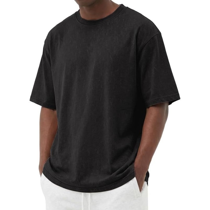 image:imageCOOFANDY Mens Cotton TShirts Oversized Shirt Short Sleeves Streetwear Loose Fit Summer Tee Tops Washed Basic Unisex Shirts01 Black
