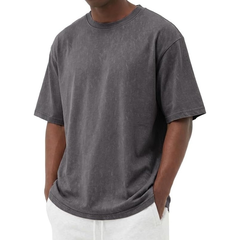image:imageCOOFANDY Mens Cotton TShirts Oversized Shirt Short Sleeves Streetwear Loose Fit Summer Tee Tops Washed Basic Unisex ShirtsDark Grey