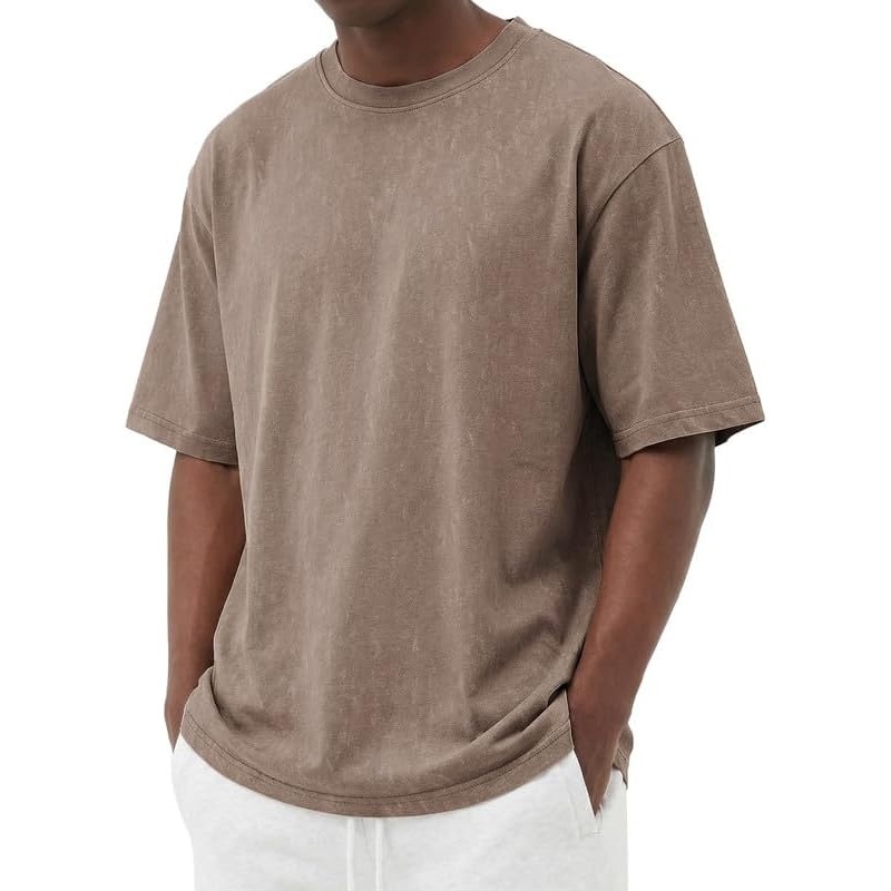 image:imageCOOFANDY Mens Cotton TShirts Oversized Shirt Short Sleeves Streetwear Loose Fit Summer Tee Tops Washed Basic Unisex ShirtsKhaki