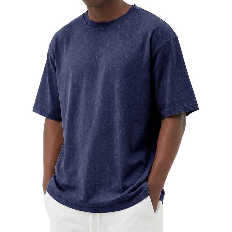 image:imageCOOFANDY Mens Cotton TShirts Oversized Shirt Short Sleeves Streetwear Loose Fit Summer Tee Tops Washed Basic Unisex ShirtsNavy Blue
