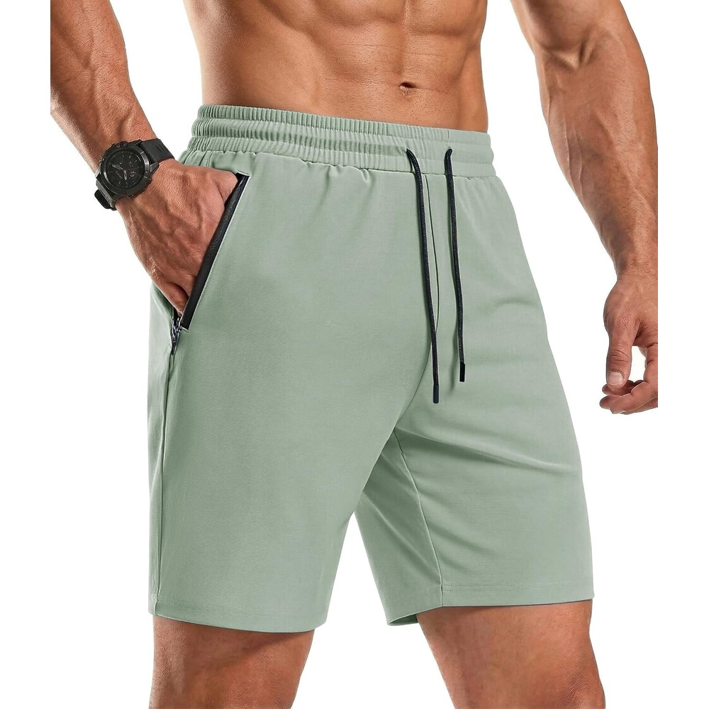 image:imageCOOFANDY Mens Gym Workout Shorts Quick Dry Athletic LooseFit Lightweight Running Shorts with Zipper PocketsLight Green
