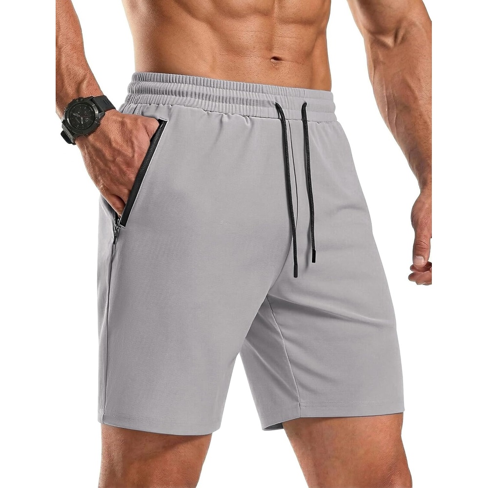 image:imageCOOFANDY Mens Gym Workout Shorts Quick Dry Athletic LooseFit Lightweight Running Shorts with Zipper PocketsQuiet Gray
