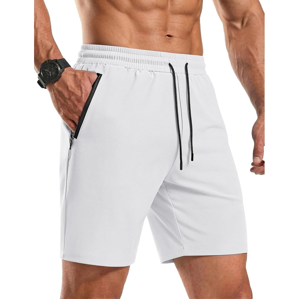 image:imageCOOFANDY Mens Gym Workout Shorts Quick Dry Athletic LooseFit Lightweight Running Shorts with Zipper PocketsWhite