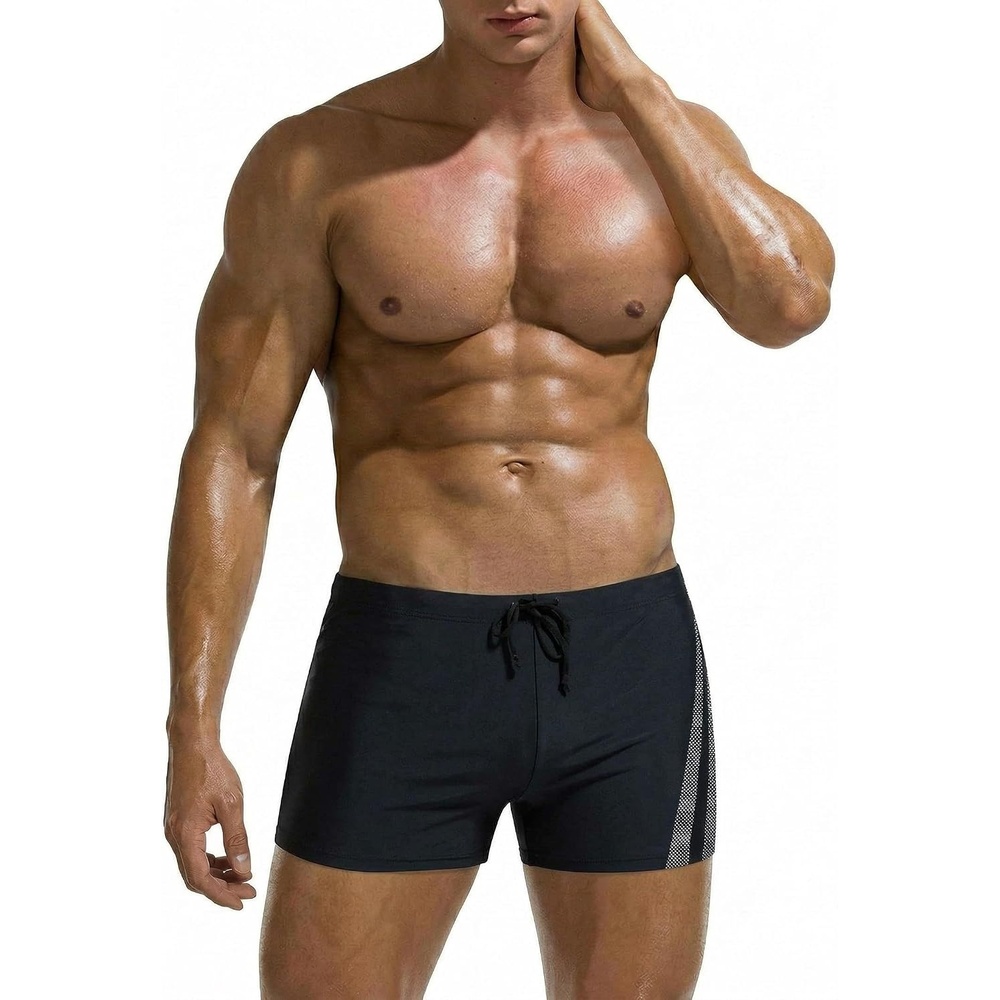 image:imageCOOFANDY Mens Square Leg Swim Briefs Athletic Quick Dry Bathing Suit Square Leg Board Short for MenAswim Black