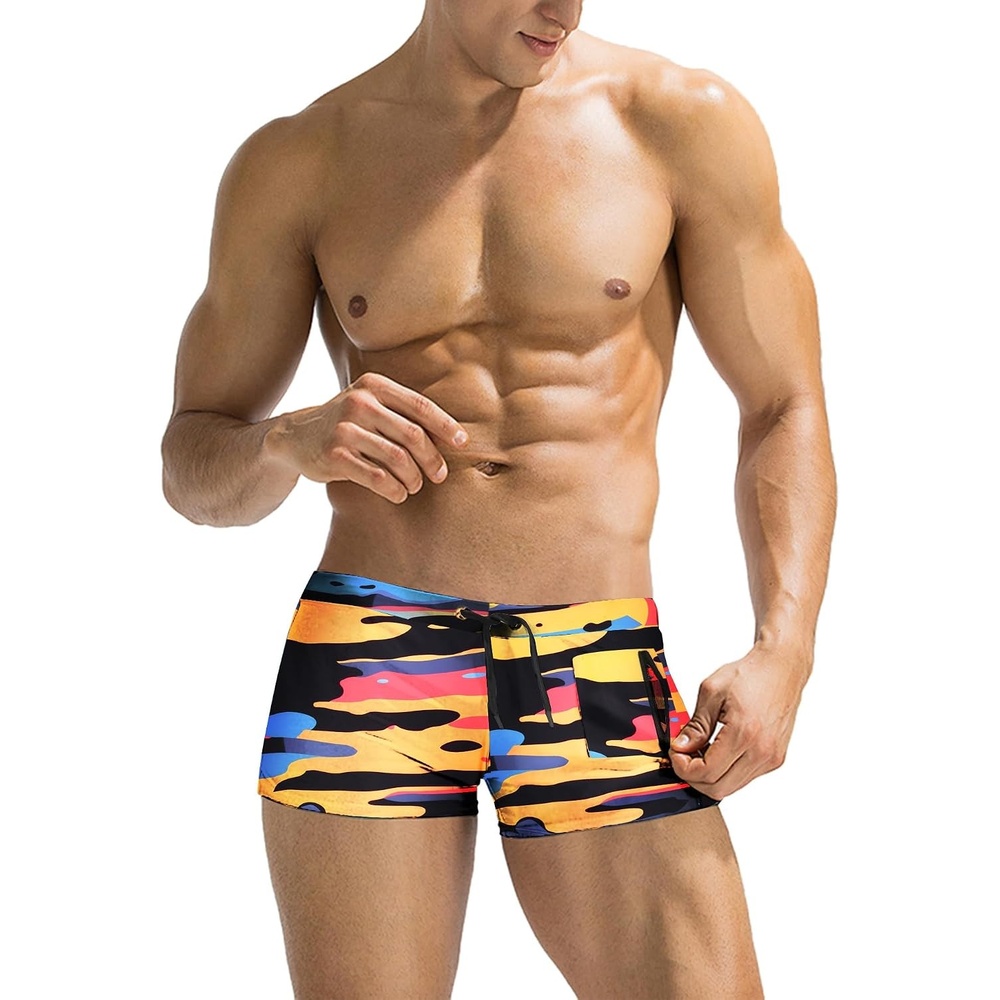 image:imageCOOFANDY Mens Swim Trunks Swimwear Bathing Suit Swim Brief Square Leg Board Short S3XLColorful Ribbon