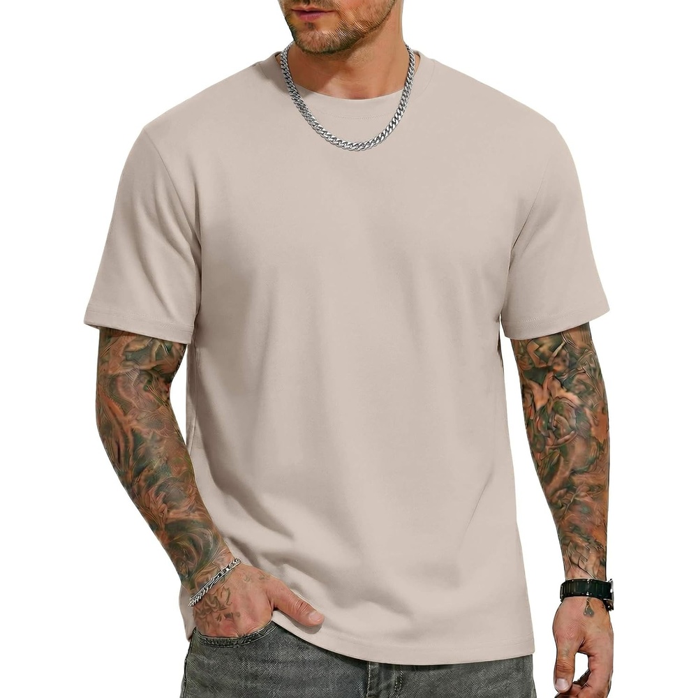 image:imageCOOFANDY Mens T Shirts Short Sleeve Heavyweight Tshirt Casual Crew Neck Tee Shirts for MenKhaki