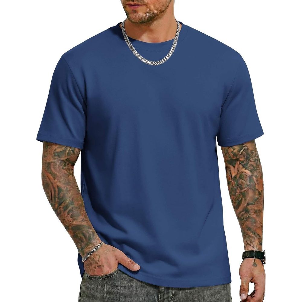 image:imageCOOFANDY Mens T Shirts Short Sleeve Heavyweight Tshirt Casual Crew Neck Tee Shirts for MenNavy Blue