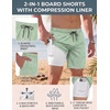 COOFANDY Men Swim Trunk with Compression Liner 2 in 1 Swimwear Bathing Suit Quick Dry Board Short(1 – Print Green Leaves)