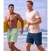 COOFANDY Men Swim Trunk with Compression Liner 2 in 1 Swimwear Bathing Suit Quick Dry Board Short(1 – Print Green Leaves)
