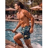 COOFANDY Men Swim Trunk with Compression Liner 2 in 1 Swimwear Bathing Suit Quick Dry Board Short(P Black Plant Flower)