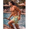 COOFANDY Men Swim Trunk with Compression Liner 2 in 1 Swimwear Bathing Suit Quick Dry Board Short(P Green Hawaiian Flower)