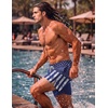 COOFANDY Men Swim Trunk with Compression Liner 2 in 1 Swimwear Bathing Suit Quick Dry Board Short(Print American Flag-4)