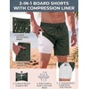 COOFANDY Men Swim Trunk with Compression Liner 2 in 1 Swimwear Bathing Suit Quick Dry Board Short(Printed Army Green)
