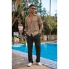 COOFANDY Men’s 2 Piece Outfit Casual Short Sleeve Button Down Shirt Beach Summer Loose Pant Sets(Khaki Black)