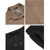 COOFANDY Men’s 2 Piece Outfit Casual Short Sleeve Button Down Shirt Beach Summer Loose Pant Sets(Khaki Black)