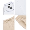 COOFANDY Men’s 2 Piece Outfit Casual Short Sleeve Button Down Shirt Beach Summer Loose Pant Sets(White Khaki)