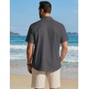 COOFANDY Men’s Button Down Shirt Short Sleeve Cotton Casual Summer Shirts Beach Vacation Linen Shirts for Men(Dark Gray)