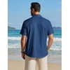 COOFANDY Men’s Button Down Shirt Short Sleeve Cotton Casual Summer Shirts Beach Vacation Linen Shirts for Men(Denim Blue)