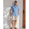 COOFANDY Men’s Button Down Shirt Short Sleeve Cotton Casual Summer Shirts Beach Vacation Linen Shirts for Men(Light Blue)