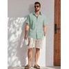 COOFANDY Men’s Button Down Shirt Short Sleeve Cotton Casual Summer Shirts Beach Vacation Linen Shirts for Men(Sage Green)