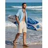 COOFANDY Men’s Button Down Shirt Short Sleeve Cotton Casual Summer Shirts Beach Vacation Linen Shirts for Men(Sky Blue)
