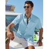 COOFANDY Men’s Button Down Shirt Short Sleeve Cotton Casual Summer Shirts Beach Vacation Linen Shirts for Men(Sky Blue)