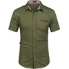 COOFANDY Men’s Cotton Casual Short Sleeve Button Down Shirt Plaid Collar Denim Work Shirts(A – Army Green – No Pocket)