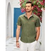 COOFANDY Men’s Cotton Casual Short Sleeve Button Down Shirt Plaid Collar Denim Work Shirts(A – Army Green – No Pocket)