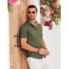 COOFANDY Men’s Cotton Casual Short Sleeve Button Down Shirt Plaid Collar Denim Work Shirts(A – Army Green – No Pocket)