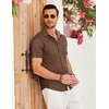 COOFANDY Men’s Cotton Casual Short Sleeve Button Down Shirt Plaid Collar Denim Work Shirts(A – Brown – No Pocket)