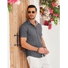 COOFANDY Men’s Cotton Casual Short Sleeve Button Down Shirt Plaid Collar Denim Work Shirts(A – Charcoal Grey – No Pocket)
