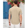 COOFANDY Men’s Cotton Casual Short Sleeve Button Down Shirt Plaid Collar Denim Work Shirts(A – Contrast Plaid Collar – Beige)