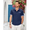 COOFANDY Men’s Cotton Casual Short Sleeve Button Down Shirt Plaid Collar Denim Work Shirts(A – Contrast Plaid Collar – Blue)